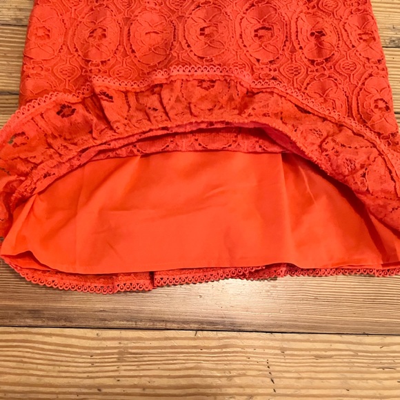 NWT Betsey Johnson Crochet Lace Ruffle Hem Mini Dress in Spicy Orange Sz M. - Picture 11 of 13